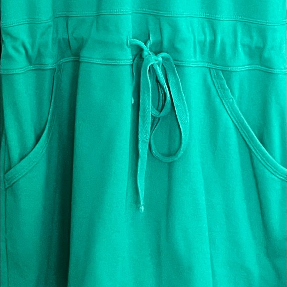 Lole Tunic Shirt Dress Mini Green V Neck Draw String Waist Short Sleeve - Picture 9 of 13